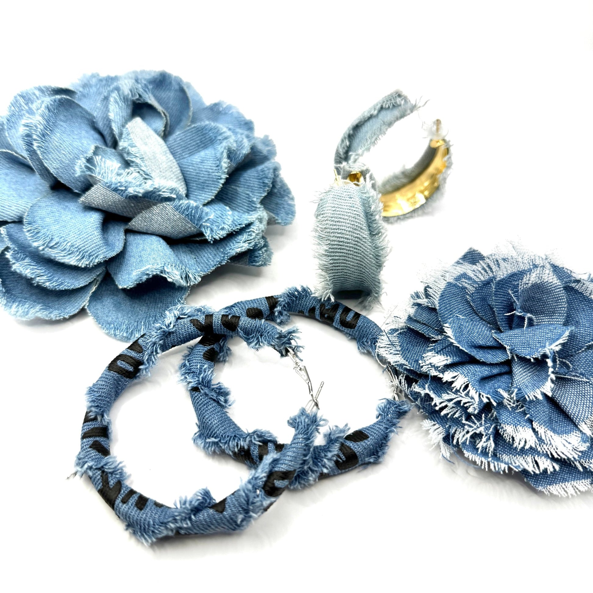 Denim Earrings & Brooches - House of FaSHUN by Shun Melson