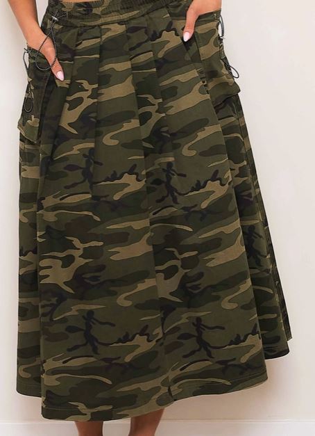 Denim Elastic Waist Toggle Skirt - House of FaSHUN by Shun Melson