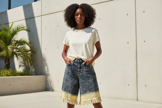 Denim Fringe Shorts - House of FaSHUN by Shun Melson