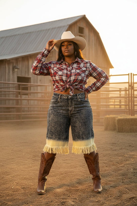 Denim Fringe Shorts - House of FaSHUN by Shun Melson