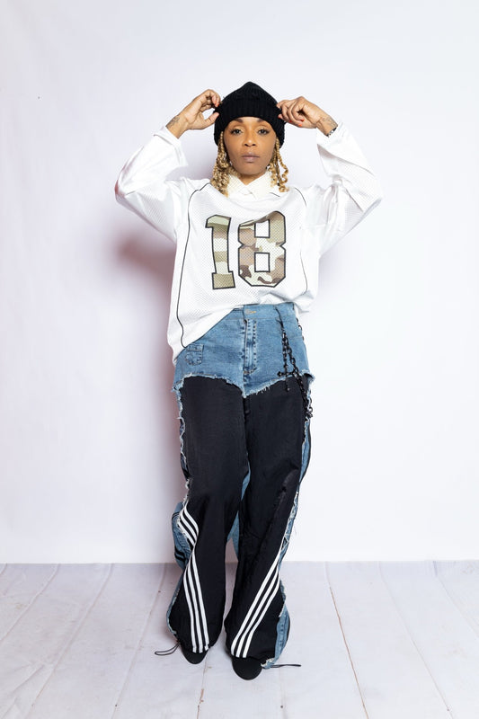Denim Stripe Jogger - House of FaSHUN by Shun Melson