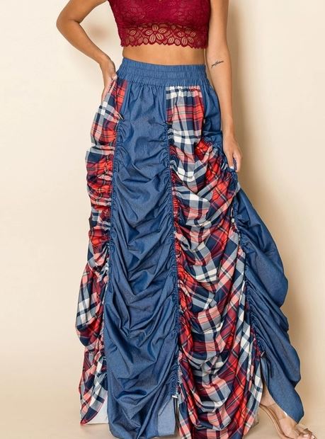 Denim Toggle Skirt - House of FaSHUN by Shun Melson