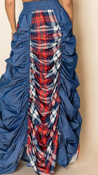 Denim Toggle Skirt - House of FaSHUN by Shun Melson