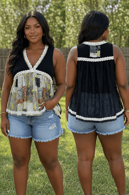 Floral Lace Back Blouse - House of FaSHUN by Shun Melson