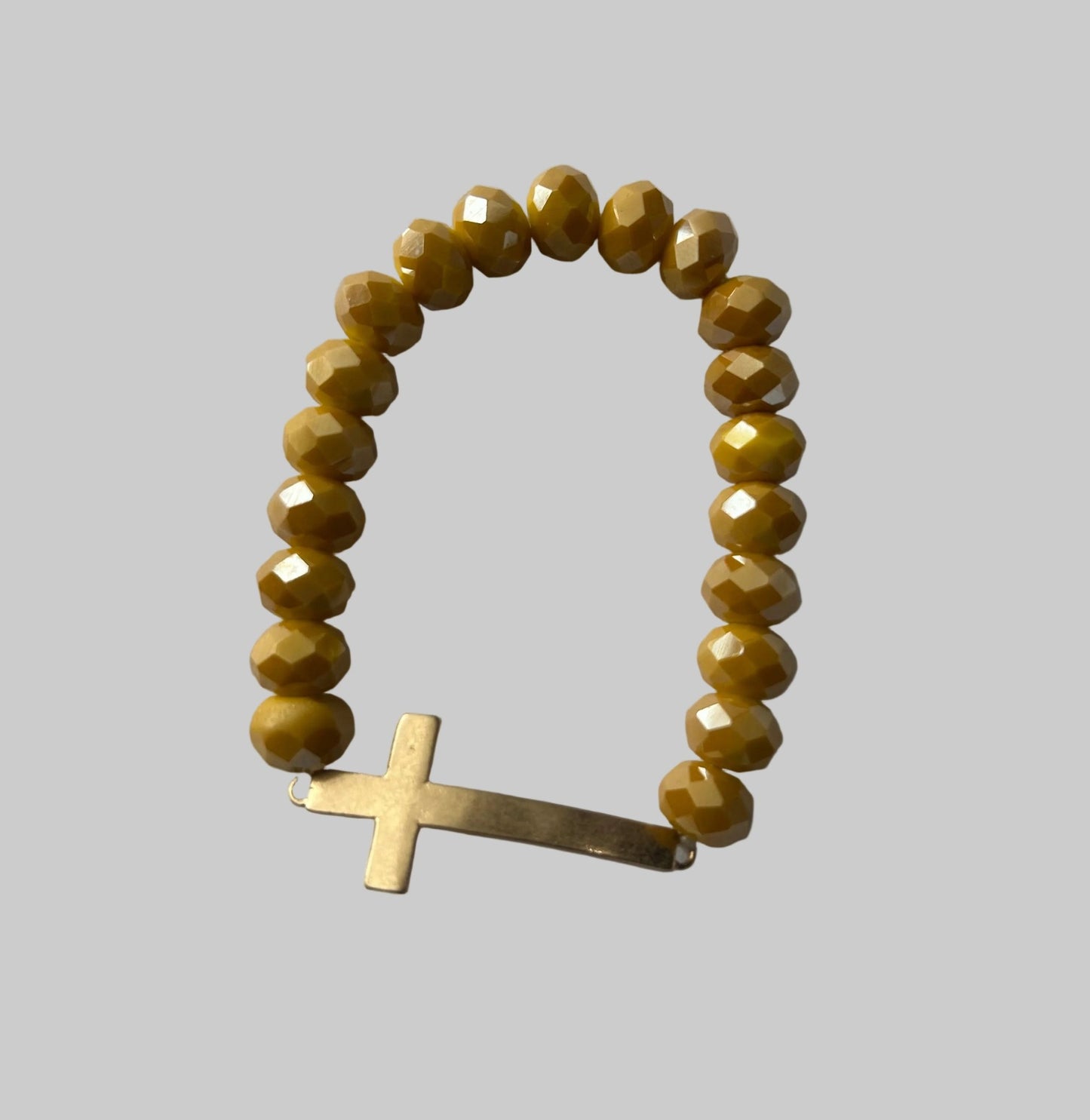 Gold Cross Beaded Stretch Bracelet - House of FaSHUN by Shun Melson