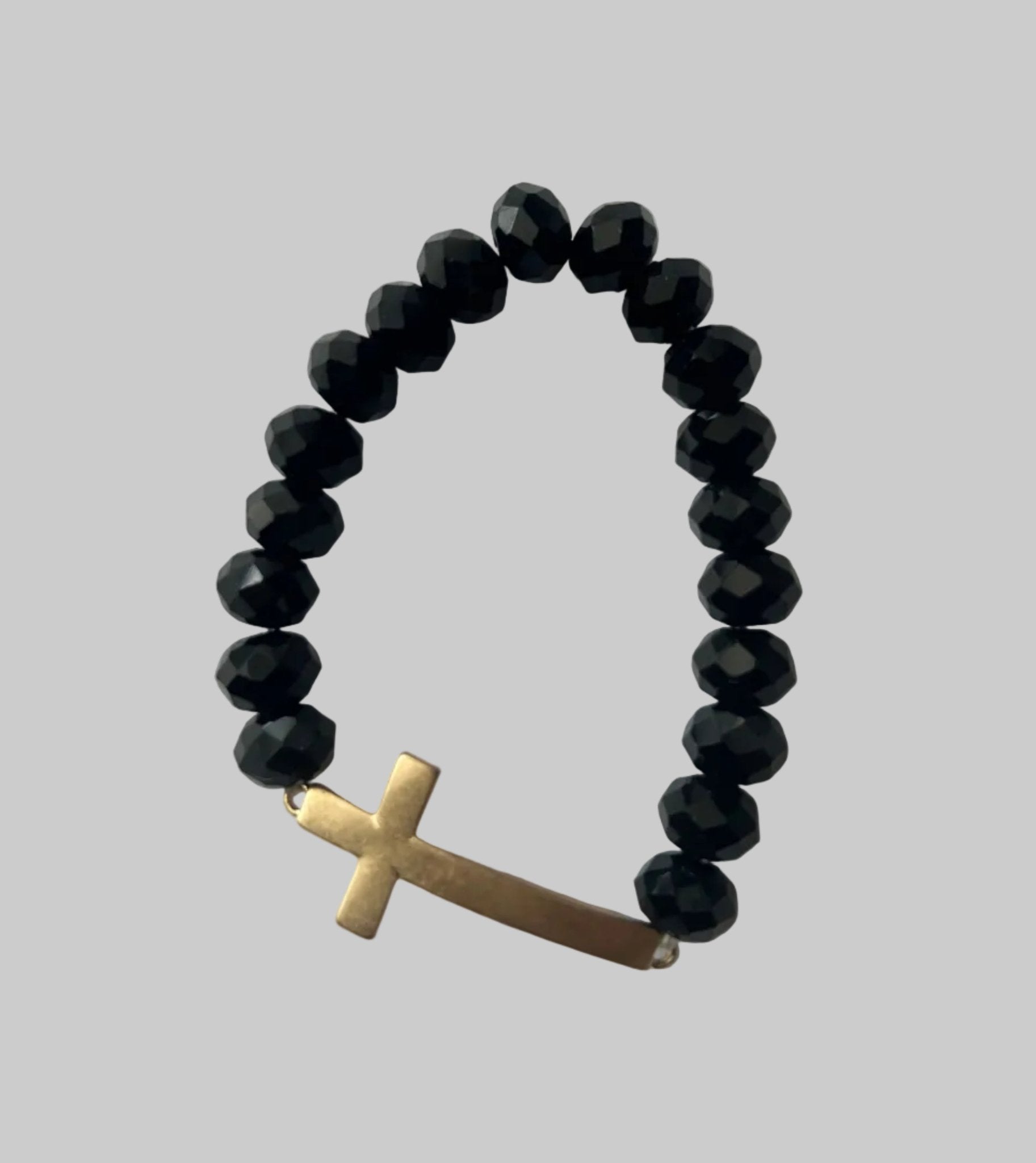 Gold Cross Beaded Stretch Bracelet - House of FaSHUN by Shun Melson