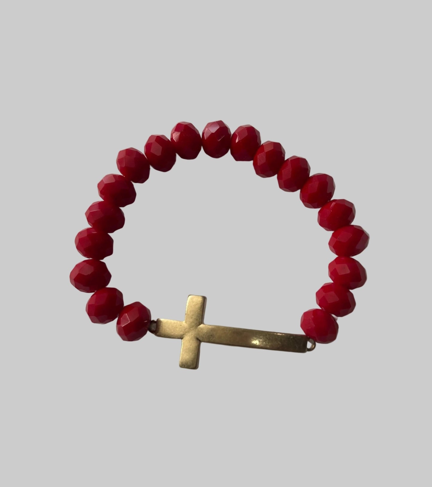 Gold Cross Beaded Stretch Bracelet - House of FaSHUN by Shun Melson