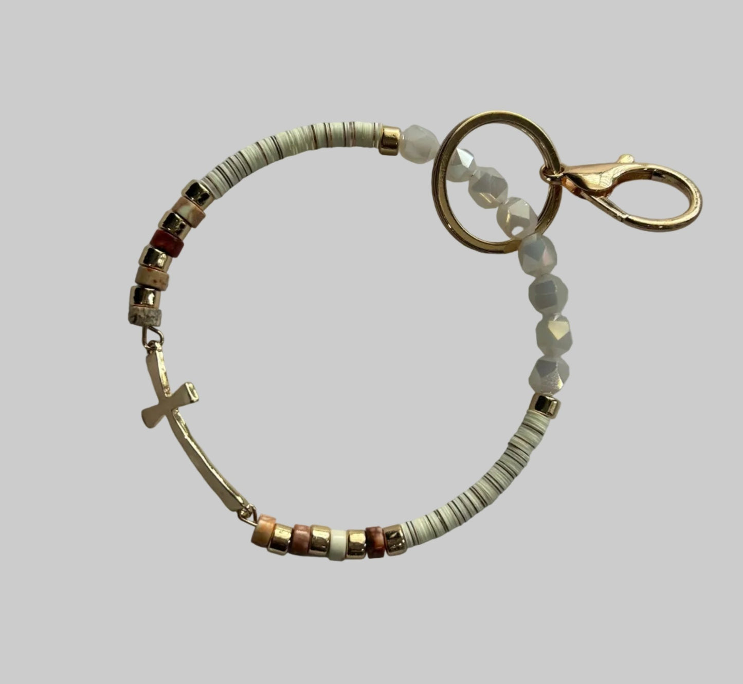 Gold Cross Beaded Stretch Bracelet - House of FaSHUN by Shun Melson