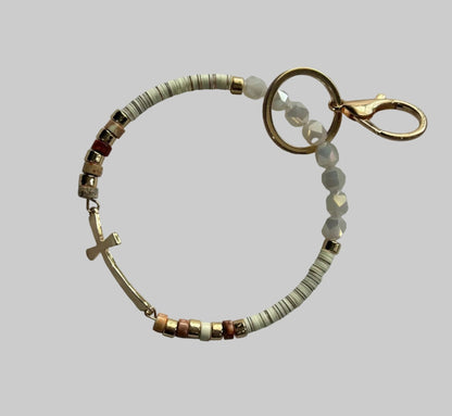 Gold Cross Beaded Stretch Bracelet - House of FaSHUN by Shun Melson
