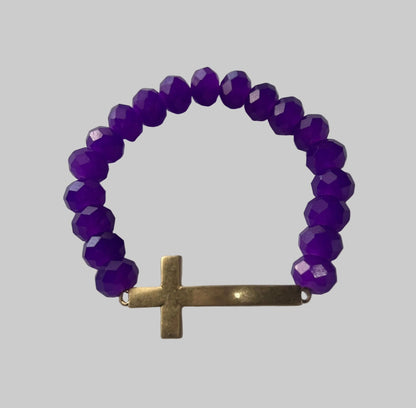 Gold Cross Beaded Stretch Bracelet - House of FaSHUN by Shun Melson