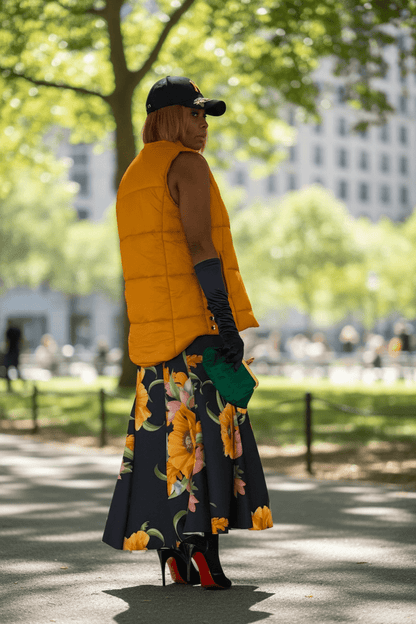 Golden Mustard Puff Vest - House of FaSHUN by Shun Melson