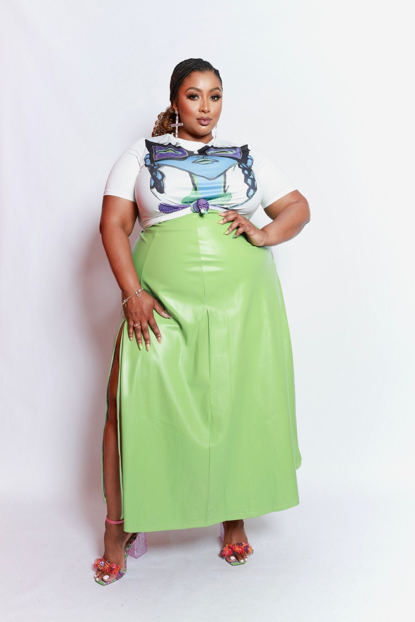 Green Faux Leather Skirt House Of Fashun By Shun Melson