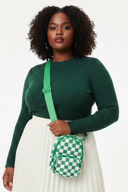 Green & White Mini Sling - Curvy Black Model