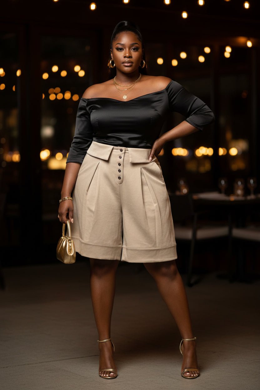 High Waist Pleated Shorts - House of FaSHUN by Shun Melson