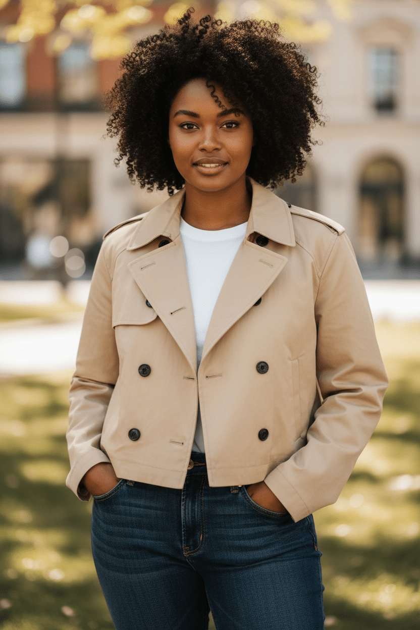 Khaki Cropped Jacket - House of FaSHUN by Shun Melson