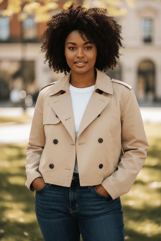 Khaki Cropped Jacket - House of FaSHUN by Shun Melson