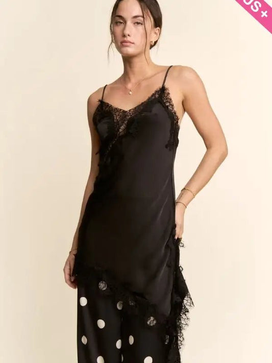 Lace Trim Slip Dress - House of FaSHUN by Shun Melson