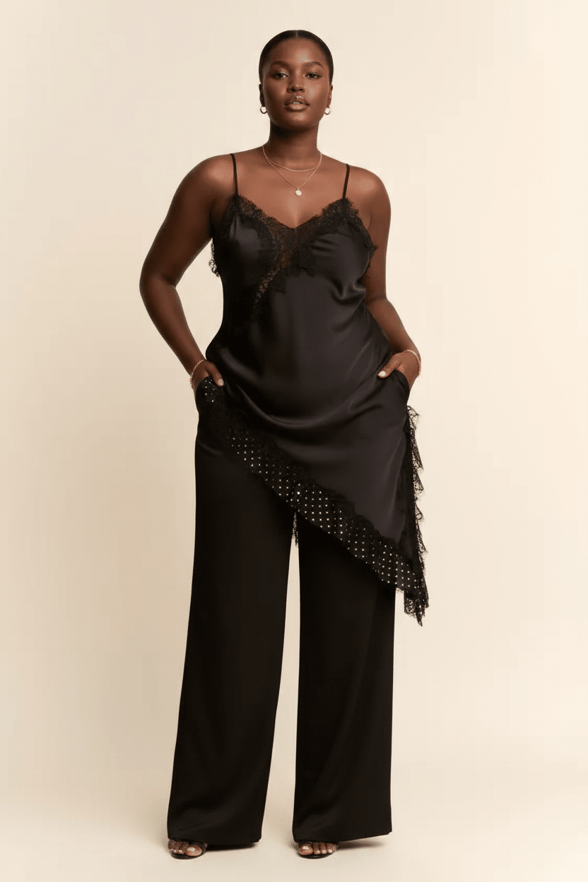 Lace Trim Slip Dress - House of FaSHUN by Shun Melson
