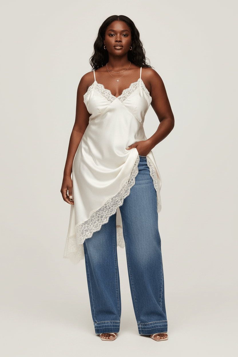 Lace Trim Slip Dress - House of FaSHUN by Shun Melson