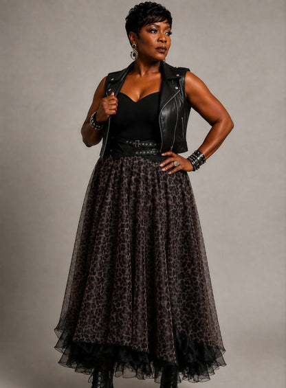 Leopard Denim Skirt - House of FaSHUN by Shun Melson