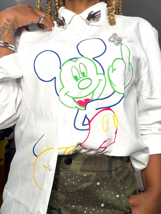 Mickey Button Down Blouse - House of FaSHUN by Shun Melson