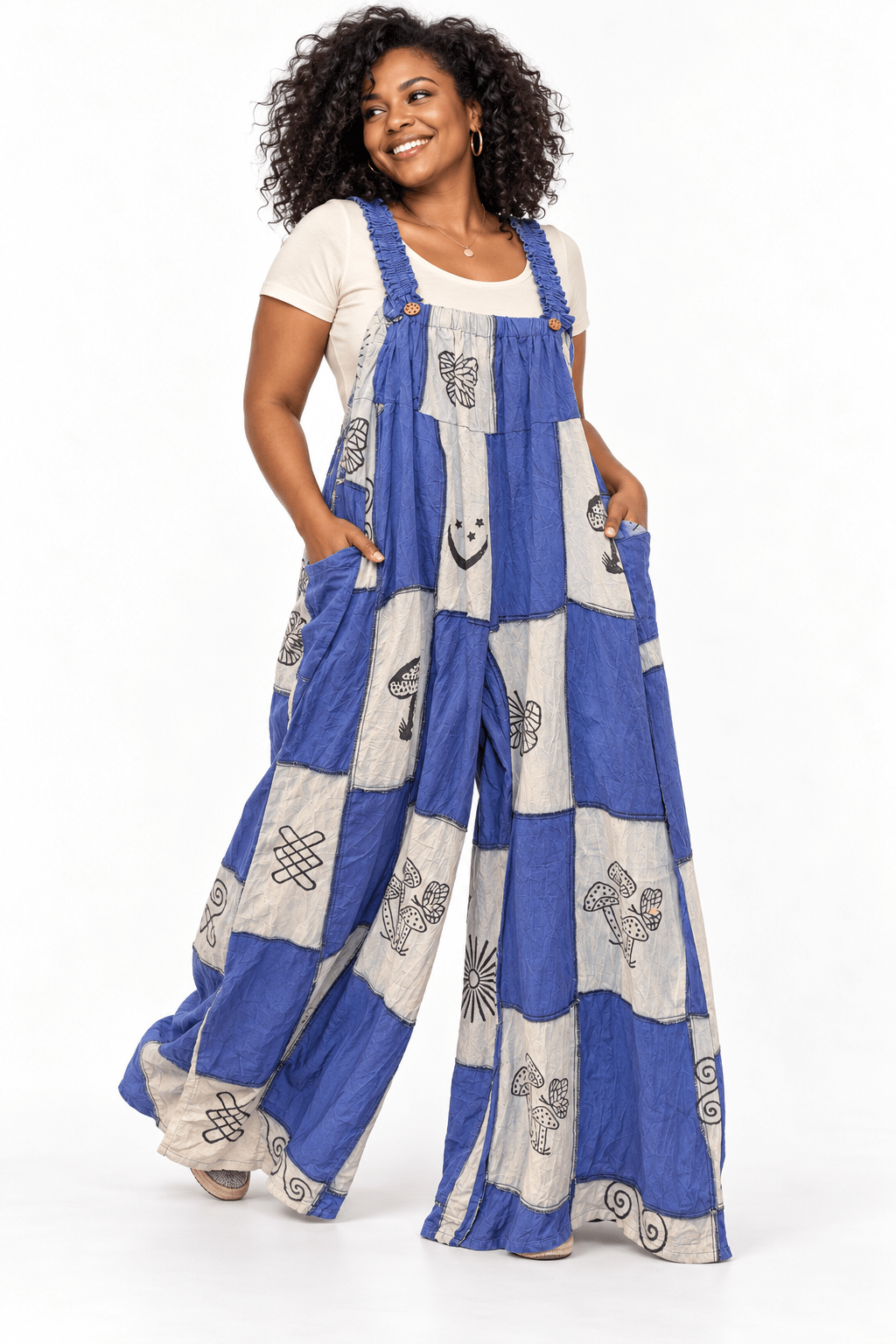 Mushroom Patchwork Wide Leg Jumpsuit - House of FaSHUN by Shun Melson
