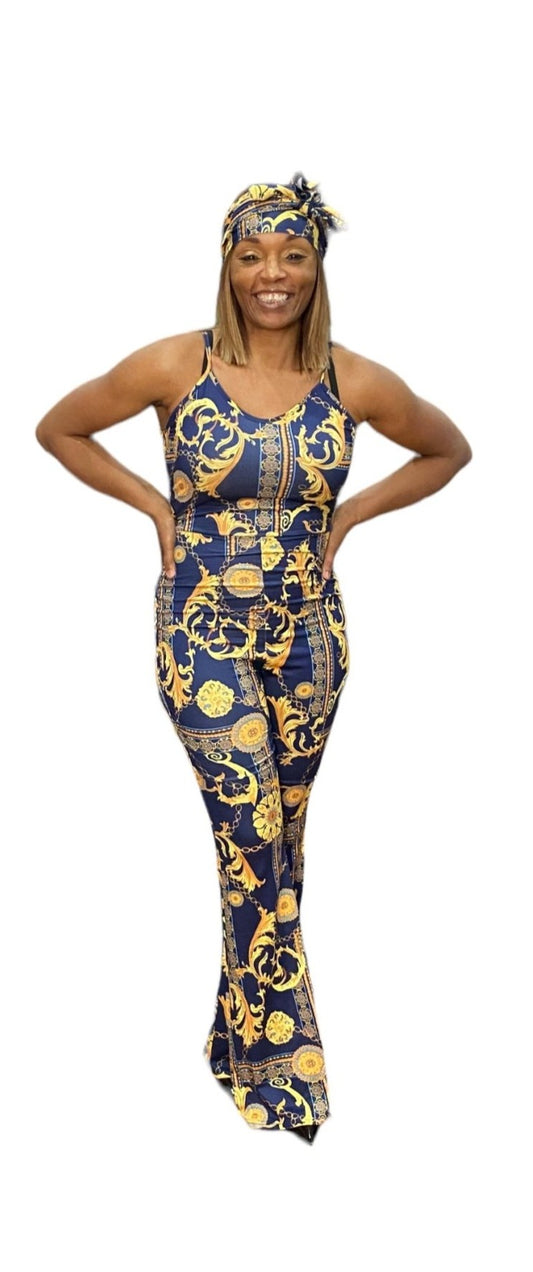 Navy Baroque Jumpsuit - House of FaSHUN by Shun Melson