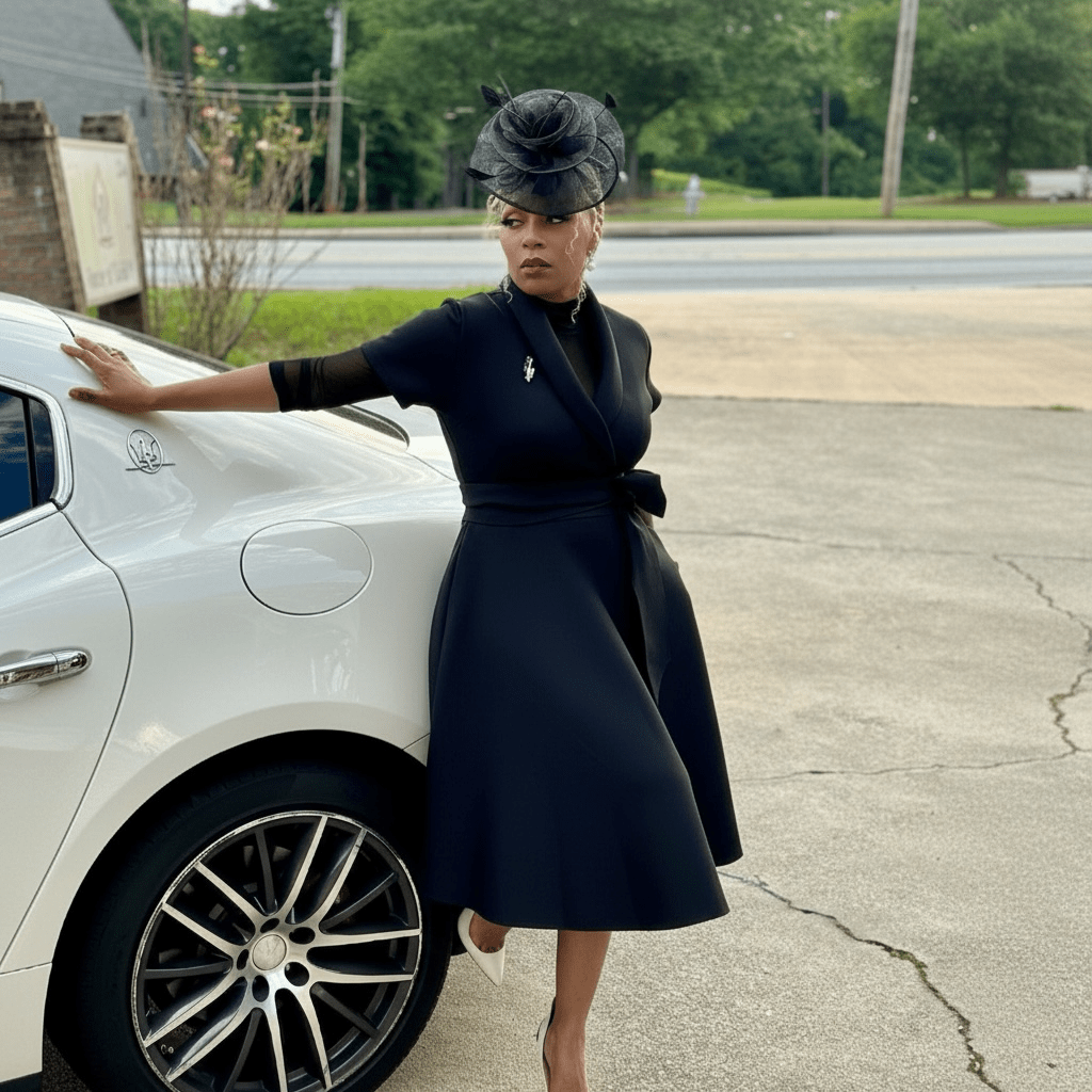 Neoprene Wrap Front Dress - House of FaSHUN by Shun Melson