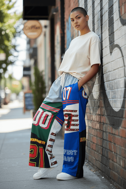 Number Pattern Print Pants PREORDER - House of FaSHUN by Shun Melson