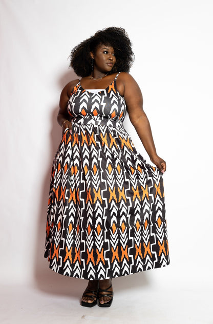 Orange & Black Back Out Dress - House of FaSHUN by Shun Melson