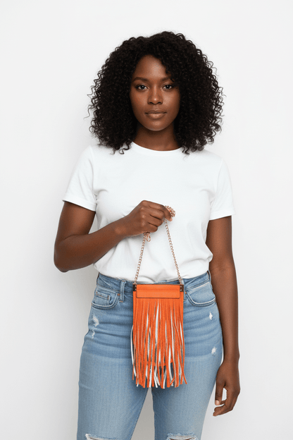 Orange Fringe Mini Bag - House of FaSHUN by Shun Melson