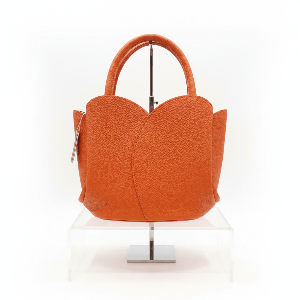 Orange Scalloped Tulip Basket Bag - House of FaSHUN by Shun Melson