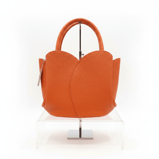 Orange Scalloped Tulip Basket Bag - House of FaSHUN by Shun Melson