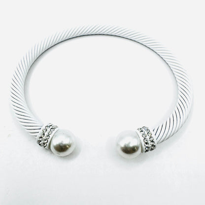 Pearl Open End Bangle - House of FaSHUN by Shun Melson