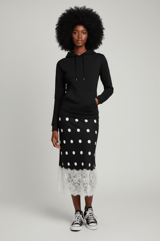 Polka Dot Lace Trim Skirt - House of FaSHUN by Shun Melson