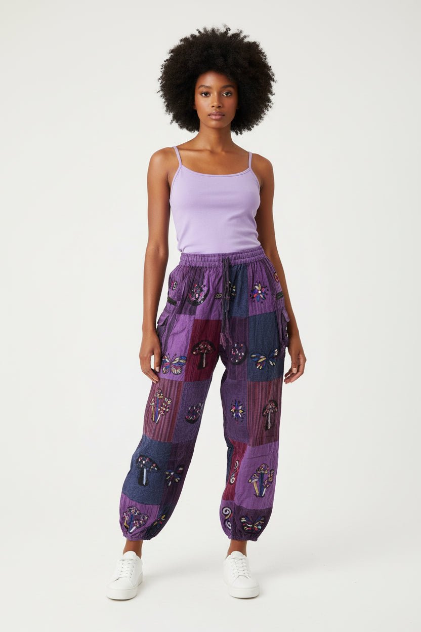 Purple Mushroom Pants - House of FaSHUN by Shun Melson