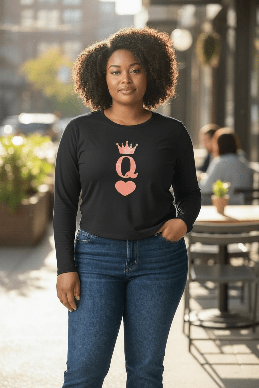 Queen Heart Pieces Long Sleeve Shirt - House of FaSHUN by Shun Melson