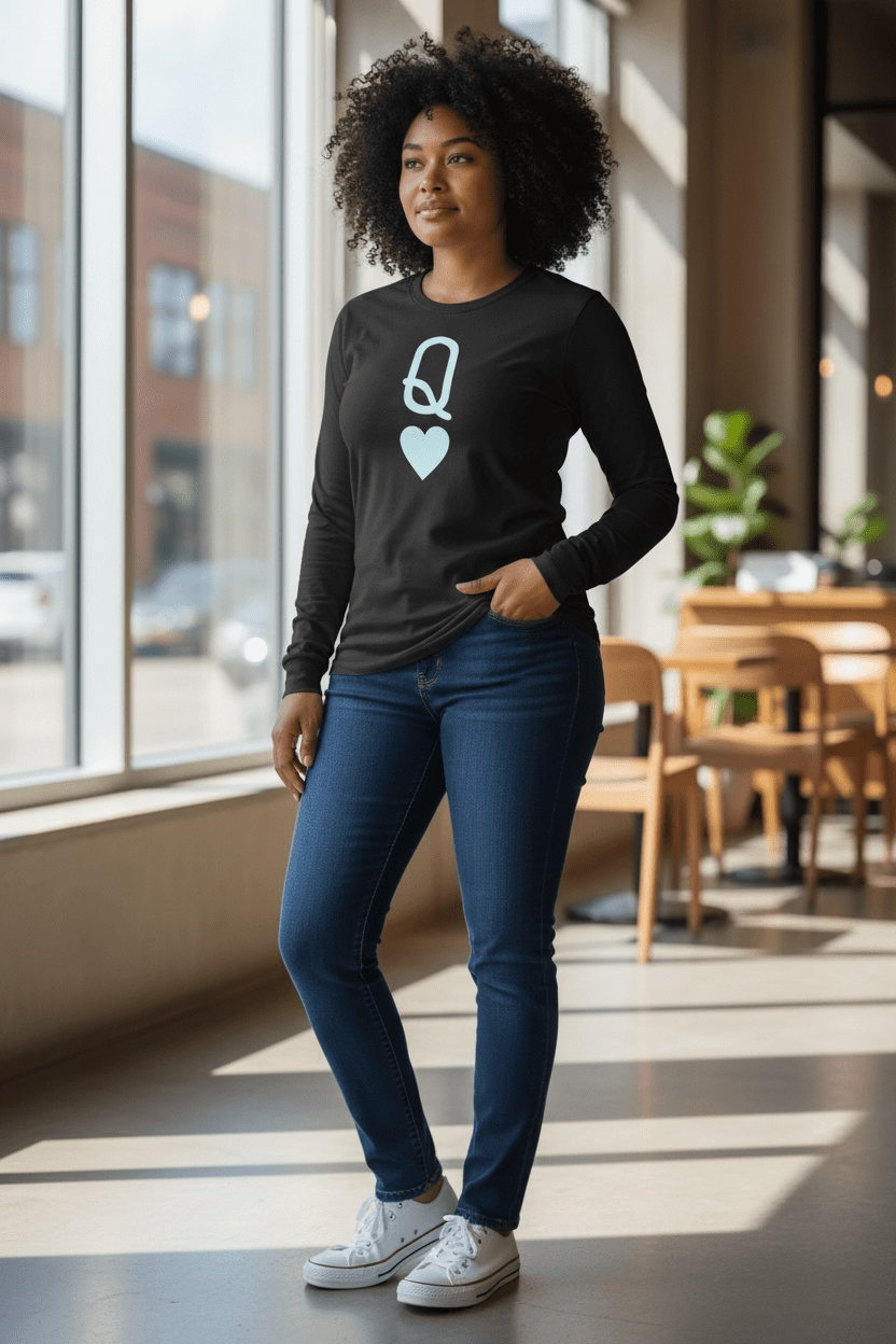 Queen Heart Pieces Long Sleeve Shirt - House of FaSHUN by Shun Melson