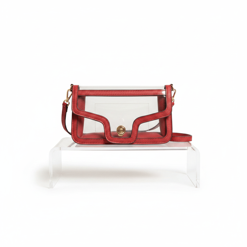 Red Clear Flap Handheld Bag - House of FaSHUN by Shun Melson