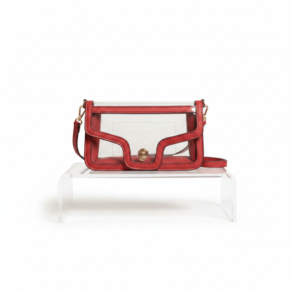 Red Clear Flap Handheld Bag - House of FaSHUN by Shun Melson