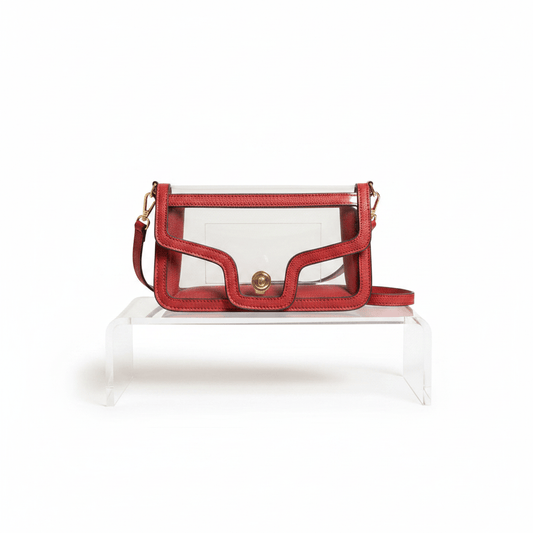 Red Clear Flap Handheld Bag - House of FaSHUN by Shun Melson