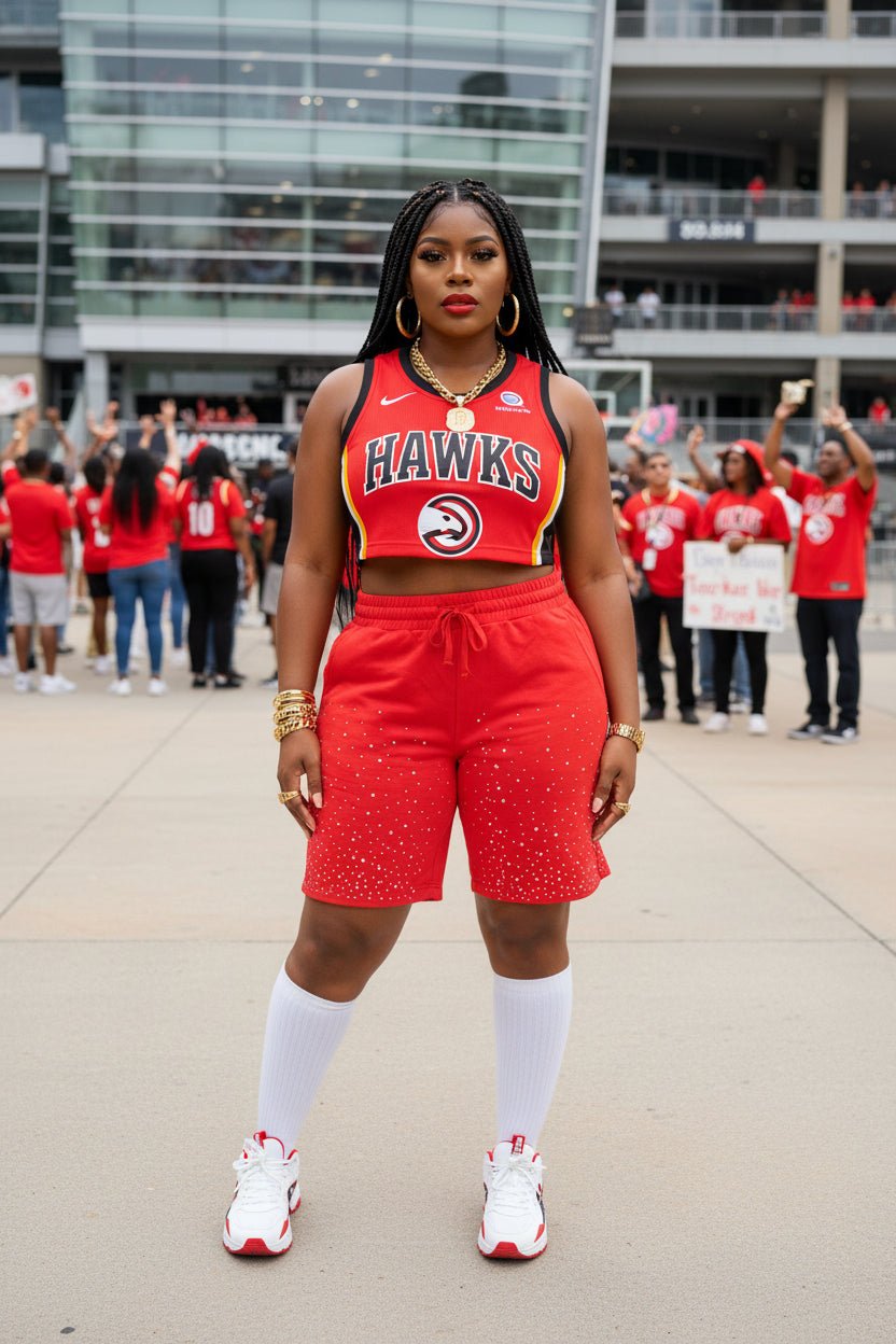 Rhinestone Soft Jogger Shorts - House of FaSHUN by Shun Melson