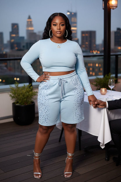 Rhinestone Soft Jogger Shorts - House of FaSHUN by Shun Melson