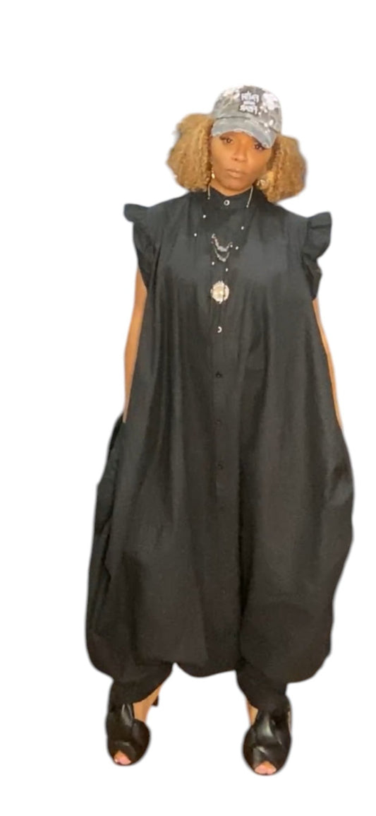 Ruffle Sleeve Jumpsuit - House of FaSHUN by Shun Melson