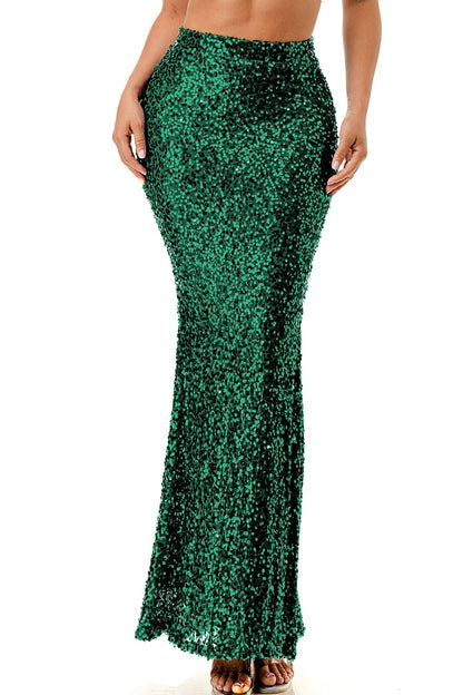 Sequin Long Skirt - House of FaSHUN by Shun Melson