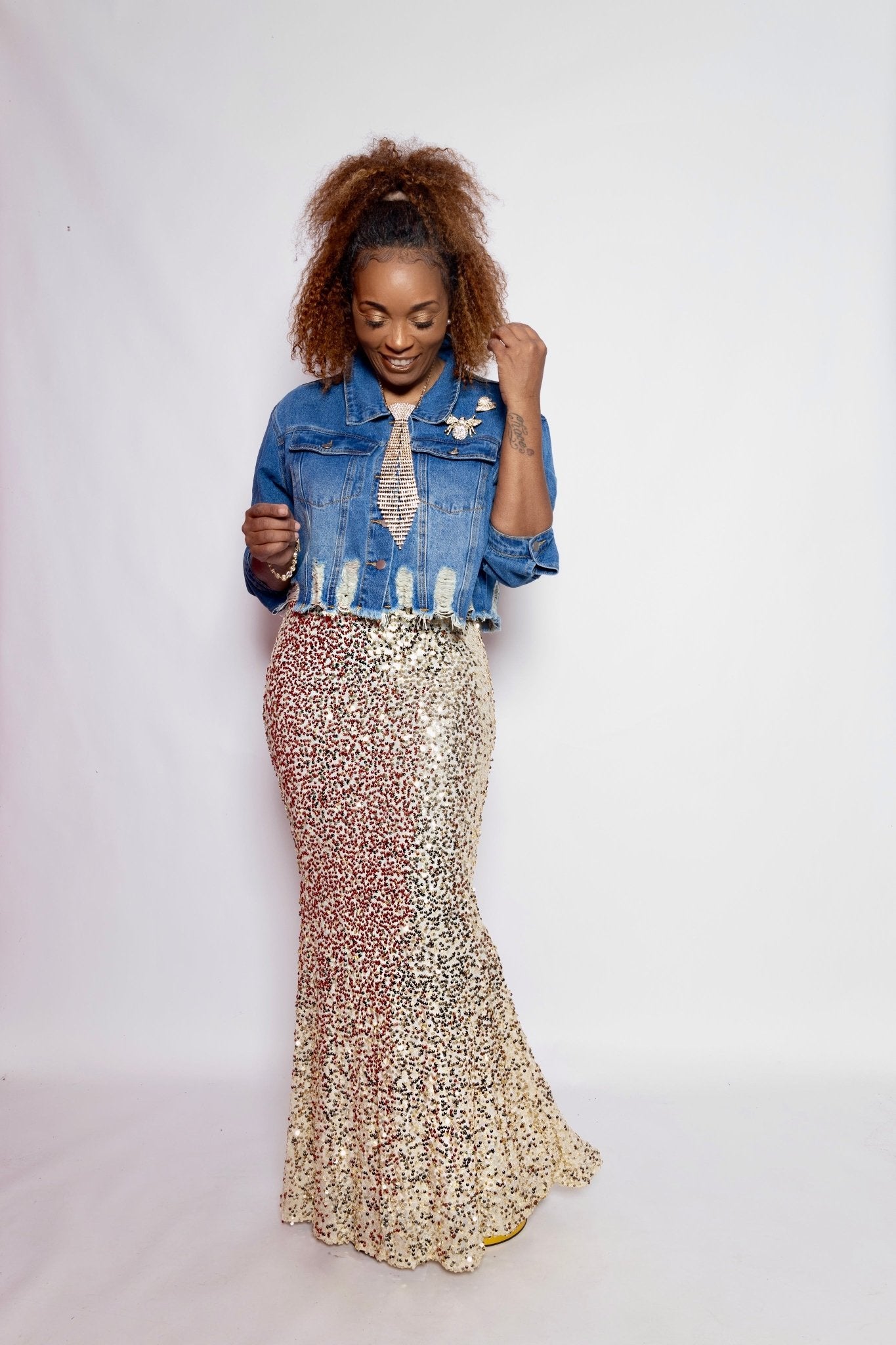 Sequin Long Skirt - House of FaSHUN by Shun Melson