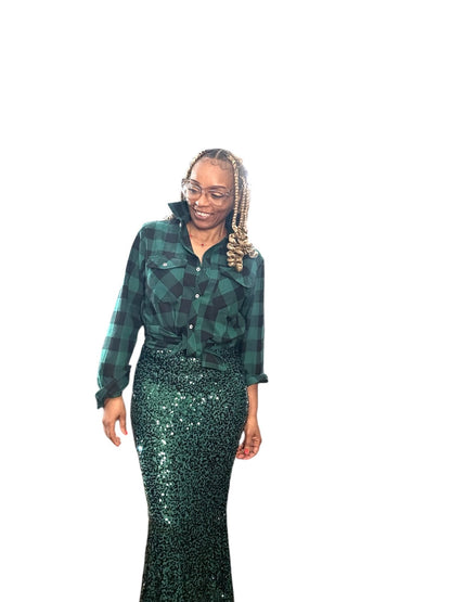 Sequin Long Skirt - House of FaSHUN by Shun Melson