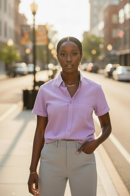 Short Sleeve Button Down Shirt - House of FaSHUN by Shun Melson
