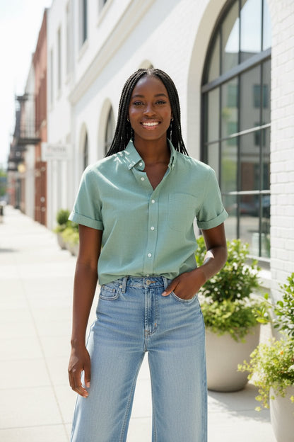 Short Sleeve Button Down Shirt - House of FaSHUN by Shun Melson