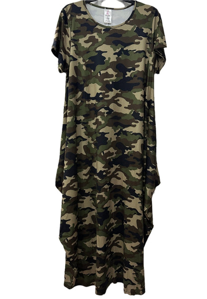 Short Sleeve Camo Tunic Dress - House of FaSHUN by Shun Melson